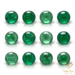 2.41 Ct Natural Green Garnet Cabochon Round Cut Lot of 12 Pieces
