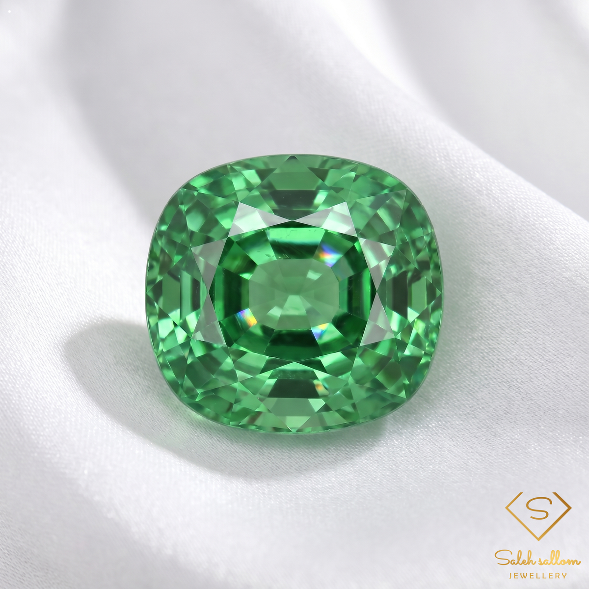 0.61 Ct Natural Shocking Green Tsavorite Garnet Cushion Cut Kenya Loose Gemstone