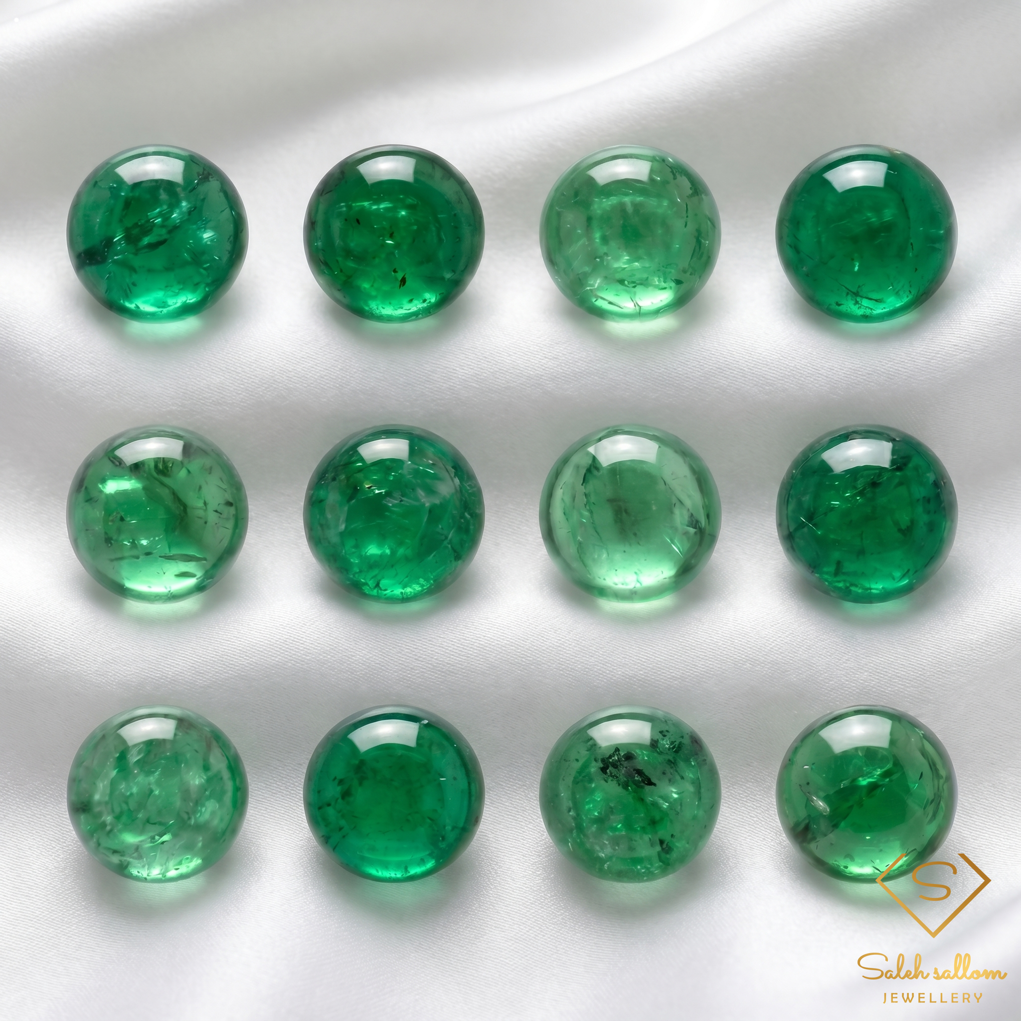 2.41 Ct Natural Green Garnet Cabochon Round Cut Lot of 12 Pieces Secondary image