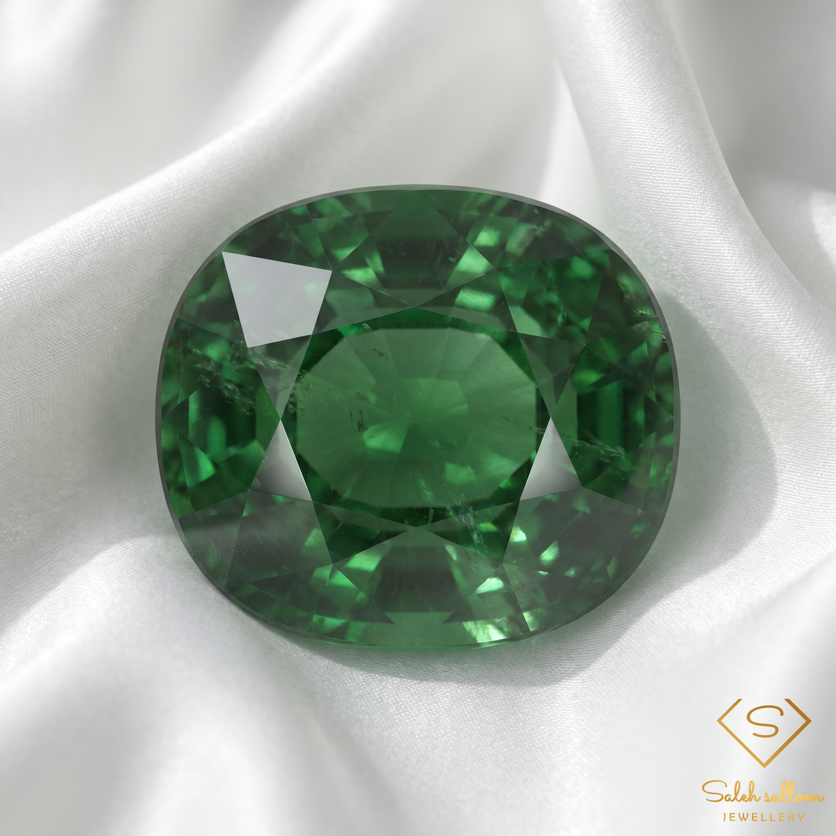 0.97 Ct Natural Green Chrome Tourmaline Cushion Cut Unheated Mozambique Gemstone