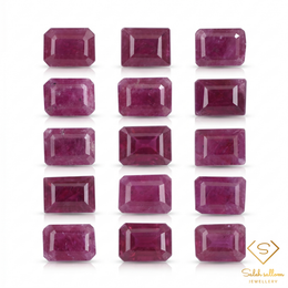 25.26 Ct Natural Ruby Emerald Cut Calibrated Gemstone Parcel – 16 Pieces