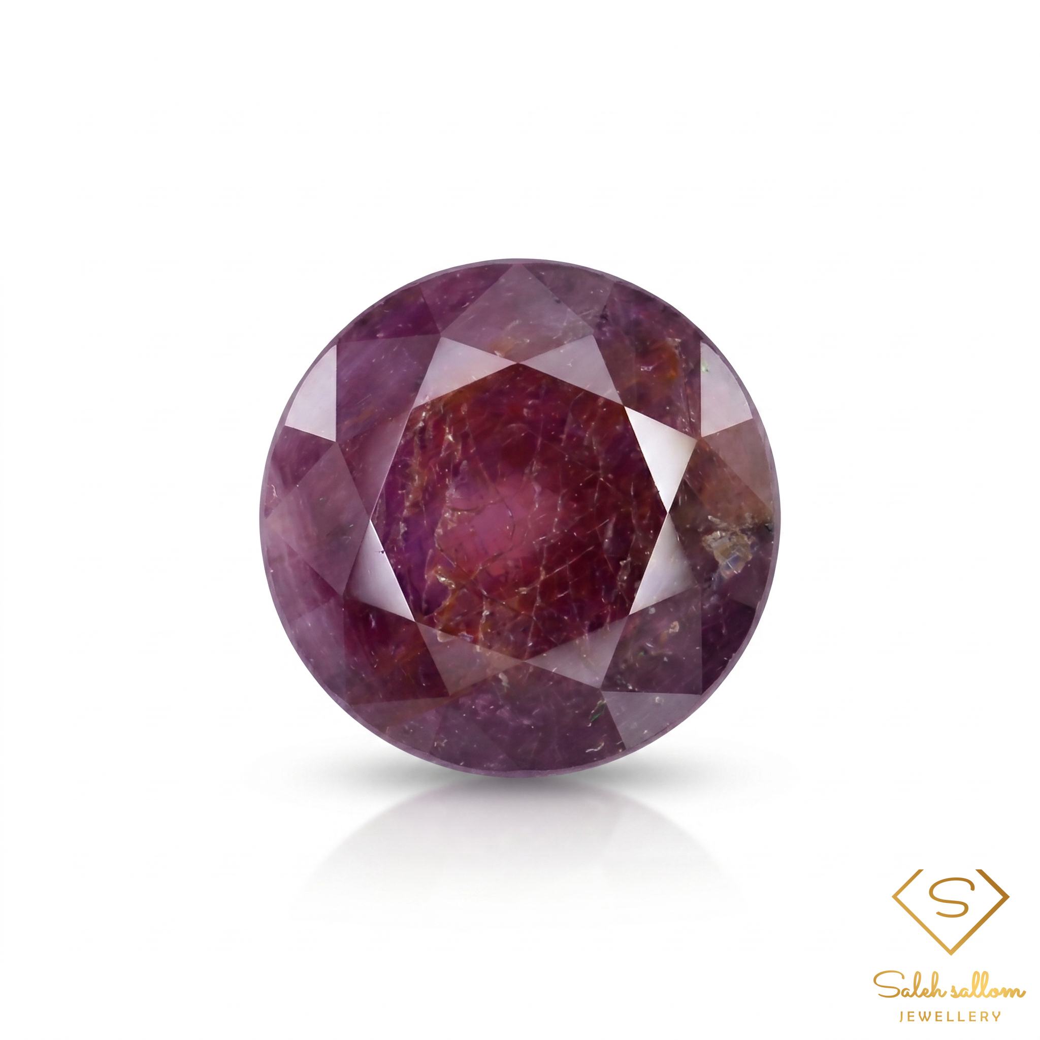 5.79 Ct Natural Purplish Red Ruby Round Cut Loose Gemstone Main image