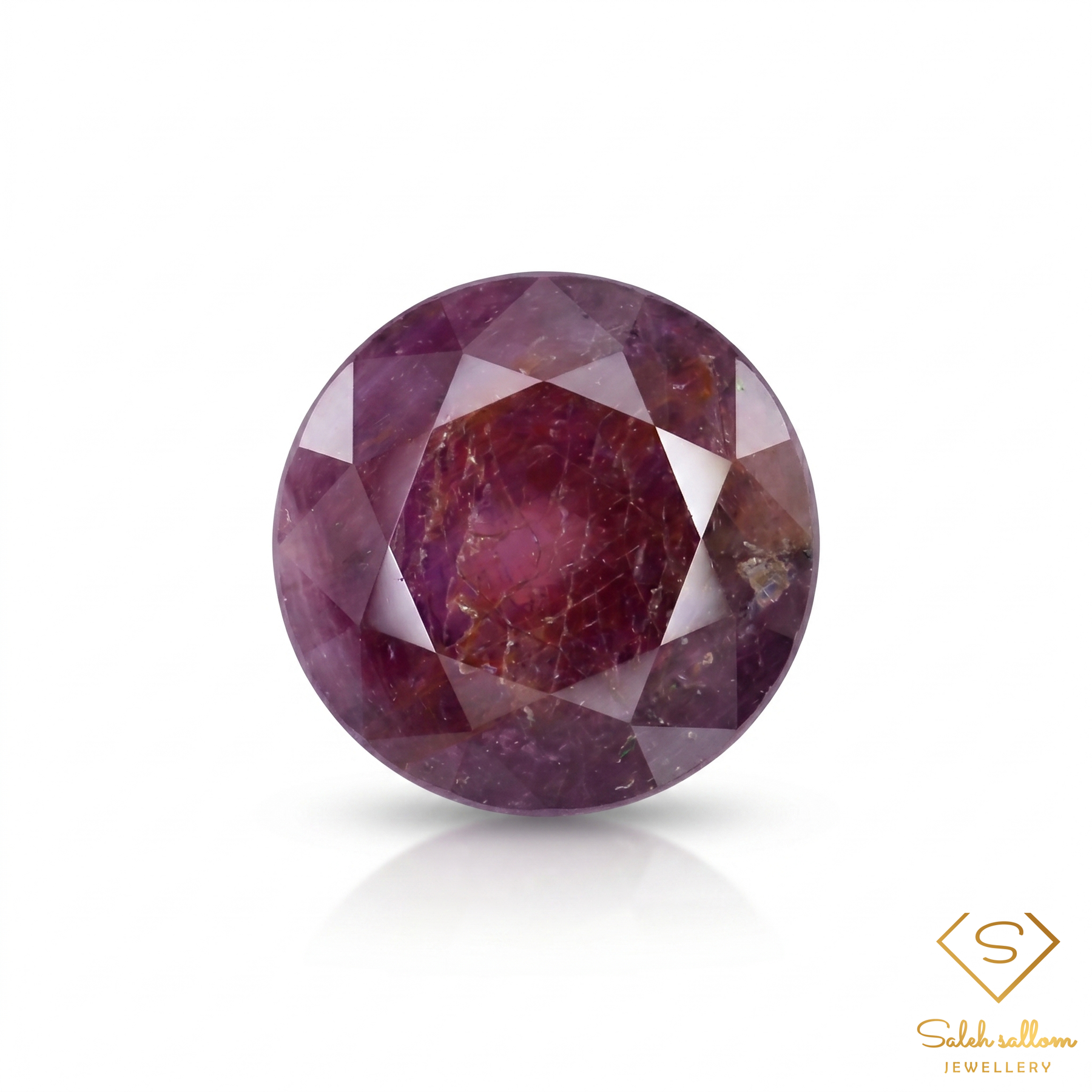 5.79 Ct Natural Purplish Red Ruby Round Cut Loose Gemstone