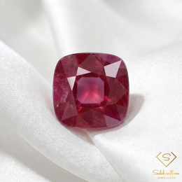 8.08 Ct Natural Ruby Cushion Cut Loose Gemstone – Rich Purplish Red Ruby