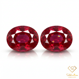 GLC Certified Pair Natural Purplish Red Ruby Oval Matching Pair 0.88 Ct Heated