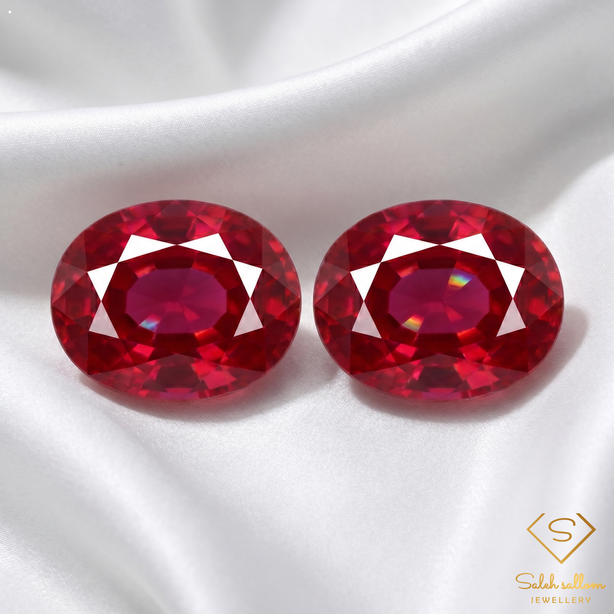 GLC Certified Pair Natural Purplish Red Ruby Oval Matching Pair 0.88 Ct Heated