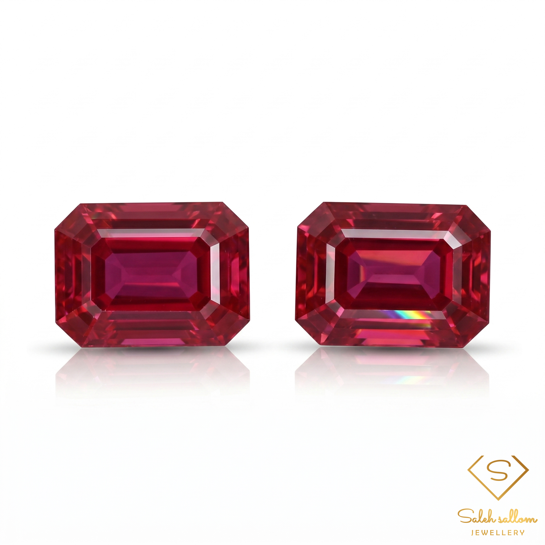 Matched Pair Mozambique Ruby Gemstones 1.11 Ct Total Weight – Octagon Cut Pinkish Red Rubies (Heated)