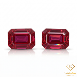 Matched Pair Mozambique Ruby Gemstones 1.11 Ct Total Weight – Octagon Cut Pinkish Red Rubies (Heated)