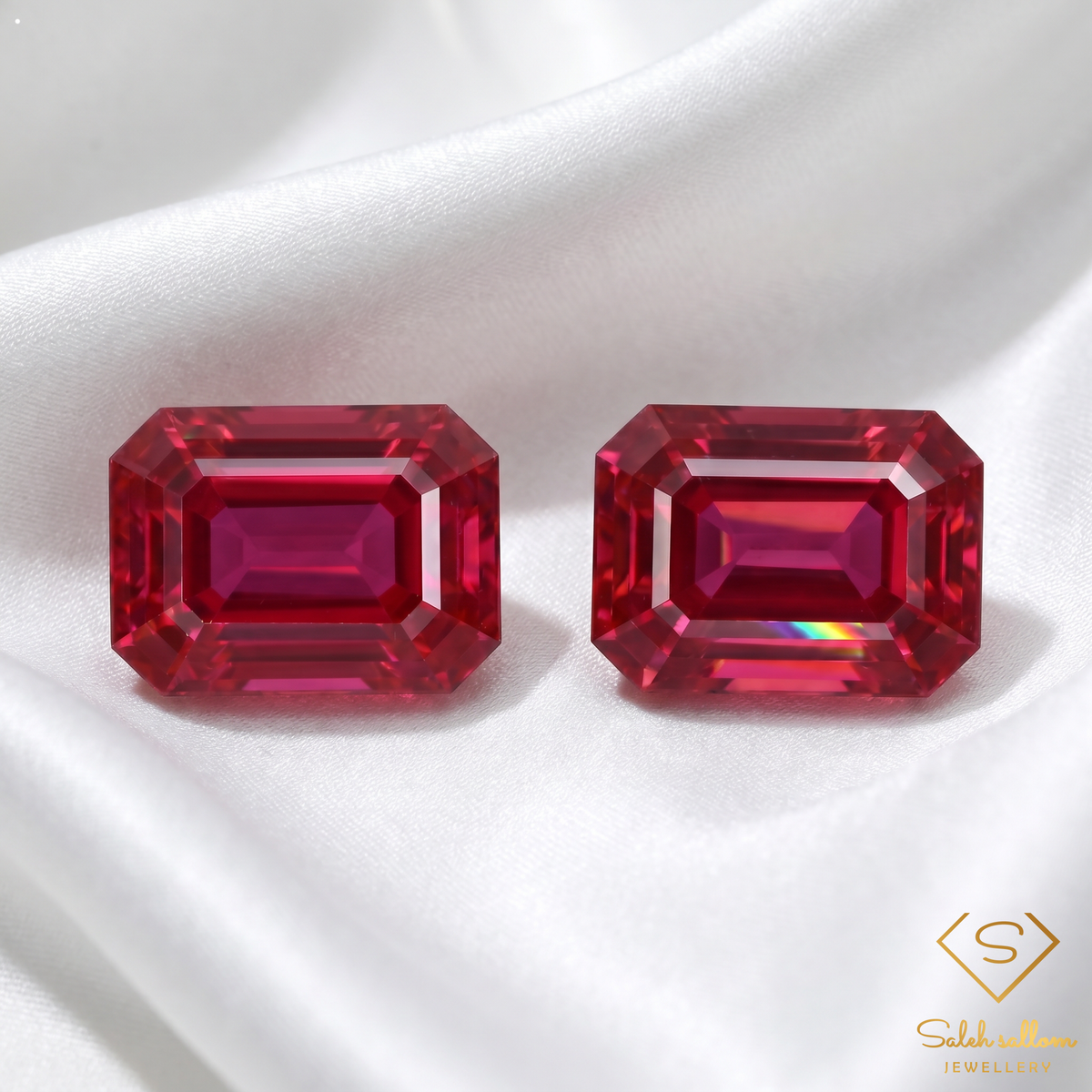 Matched Pair Mozambique Ruby Gemstones 1.11 Ct Total Weight – Octagon Cut Pinkish Red Rubies (Heated)