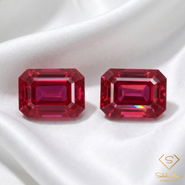 Matched Pair Mozambique Ruby Gemstones 1.11 Ct Total Weight – Octagon Cut Pinkish Red Rubies (Heated)