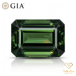 15.45 Ct Natural Green Tourmaline | GIA Certified | Dark Green Emerald Cut Tourmaline