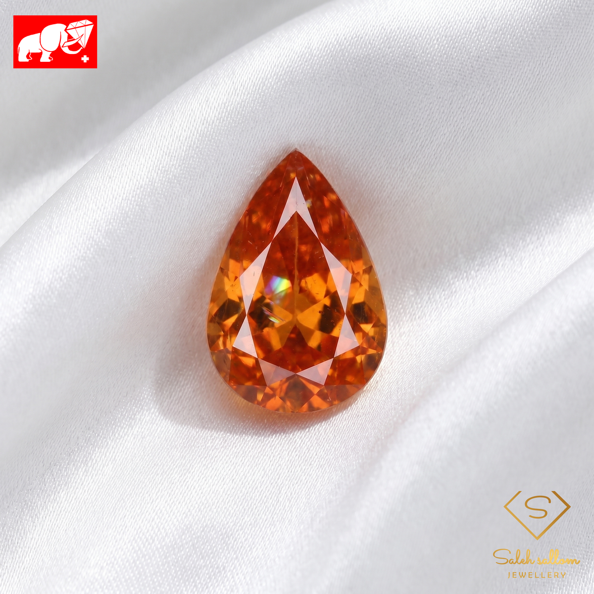 3.01 Ct Natural Spessartite Garnet | "Fanta" Orange Pear Cut | No Treatment-Saleh Sallom