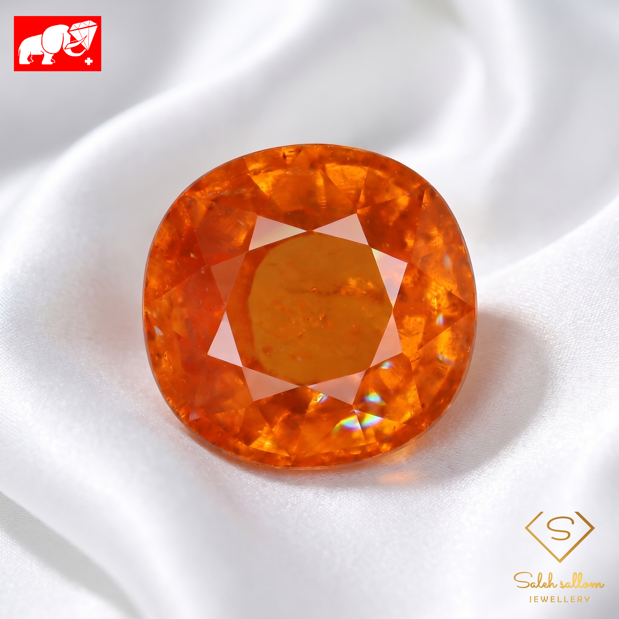 2.22 Ct Natural Spessartite Garnet | Fanta Orange Square Cushion Cut | Untreated Collector Gemstone Secondary image