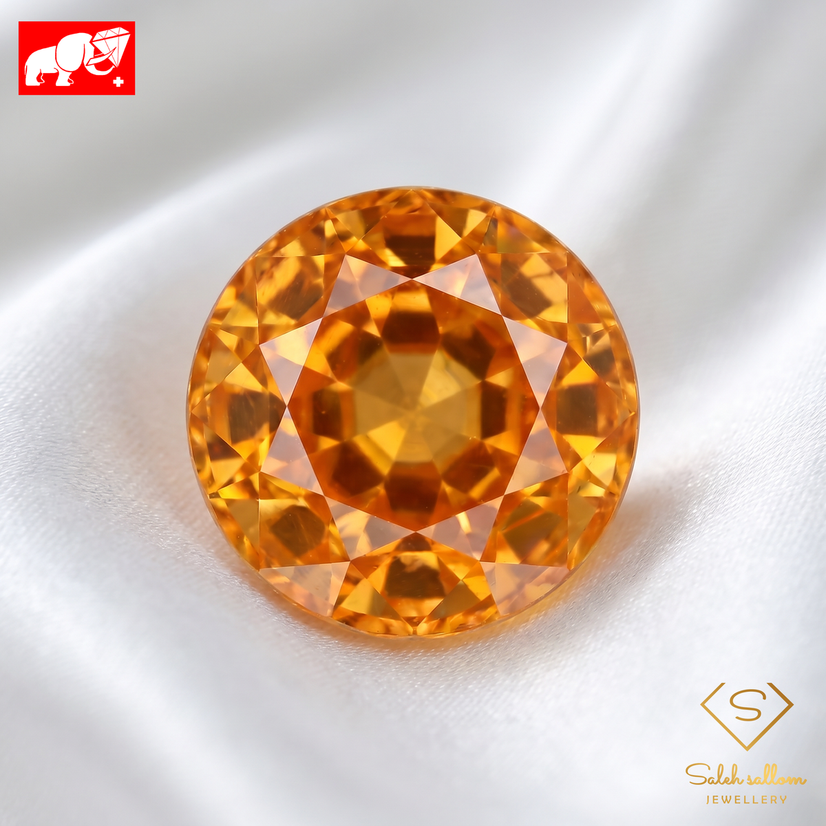 0.99 Ct Natural Spessartite Garnet | Fanta Orange Round Cut | Untreated Collector Gemstone-Saleh Sallom