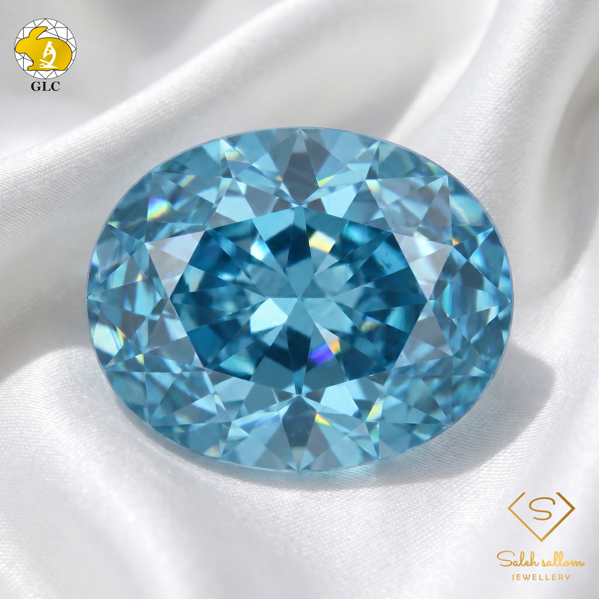 5.17 Ct Natural Blue Zircon | Large Oval Cut | Vibrant Blue Collector Gemstone-Saleh Sallom