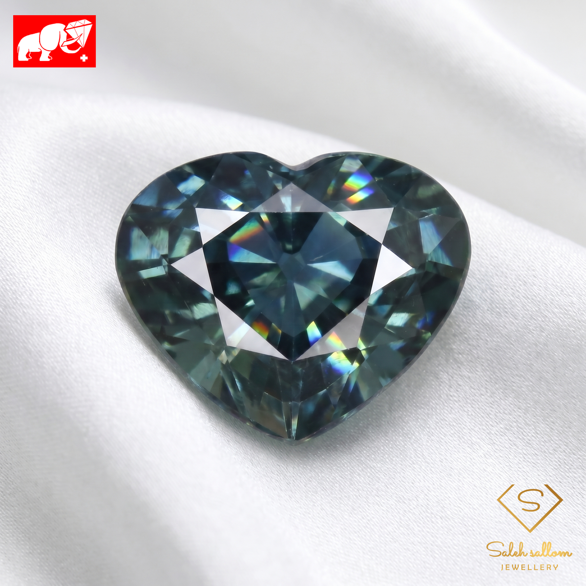 1.16 Ct Natural Greenish Blue Sapphire | Heart Cut | Heated Corundum Gemstone-Saleh Sallom