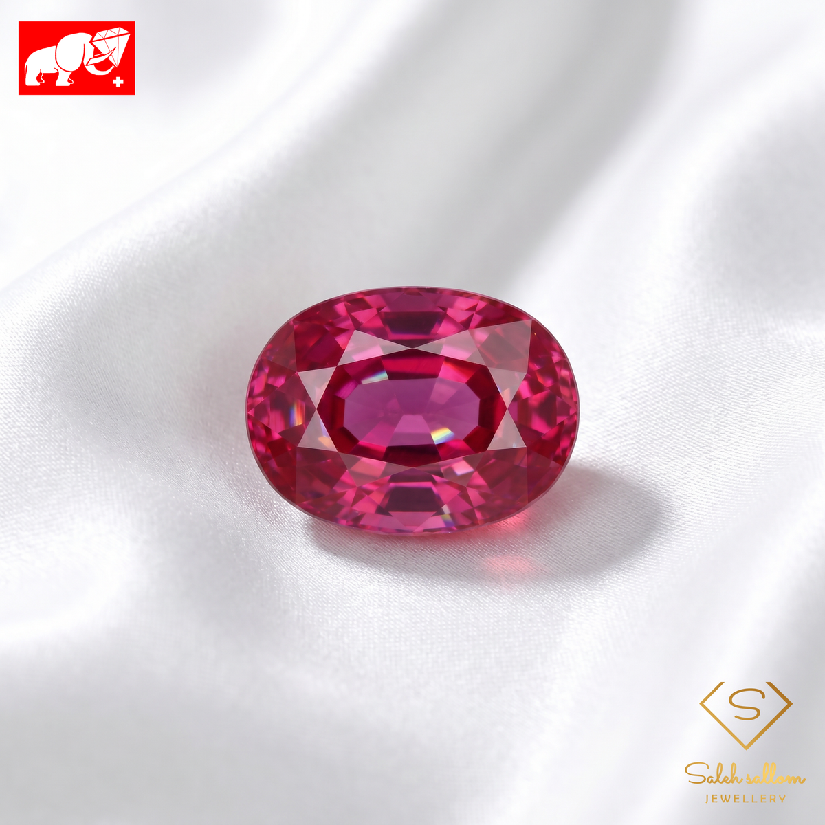1.14 Ct Natural Unheated Ruby | Cushion Cut Vivid Pinkish-Red Ruby-Saleh Sallom