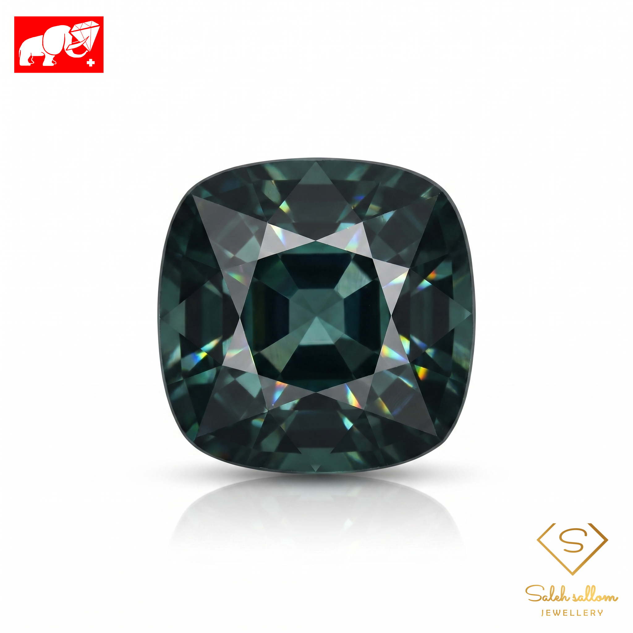7.05 Ct Natural Green-Blue Tourmaline | Square Cushion Cut Bluish Green Tourmaline Main image