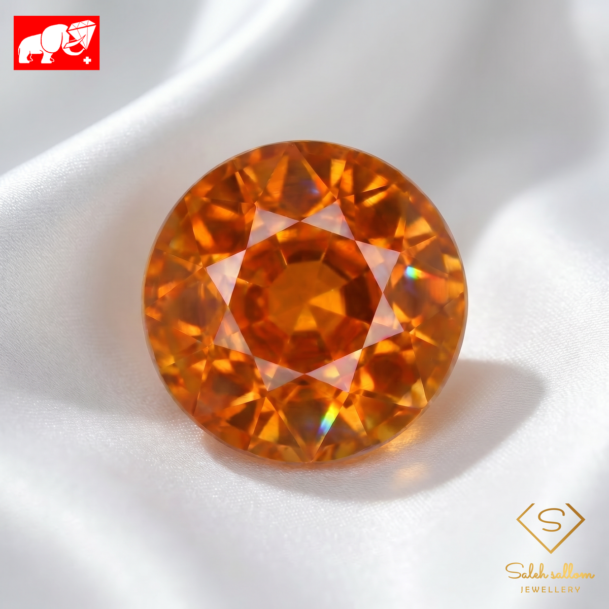 2.33 Ct Natural Orange Tourmaline | Round Cut Vivid Orange Tourmaline-Saleh Sallom