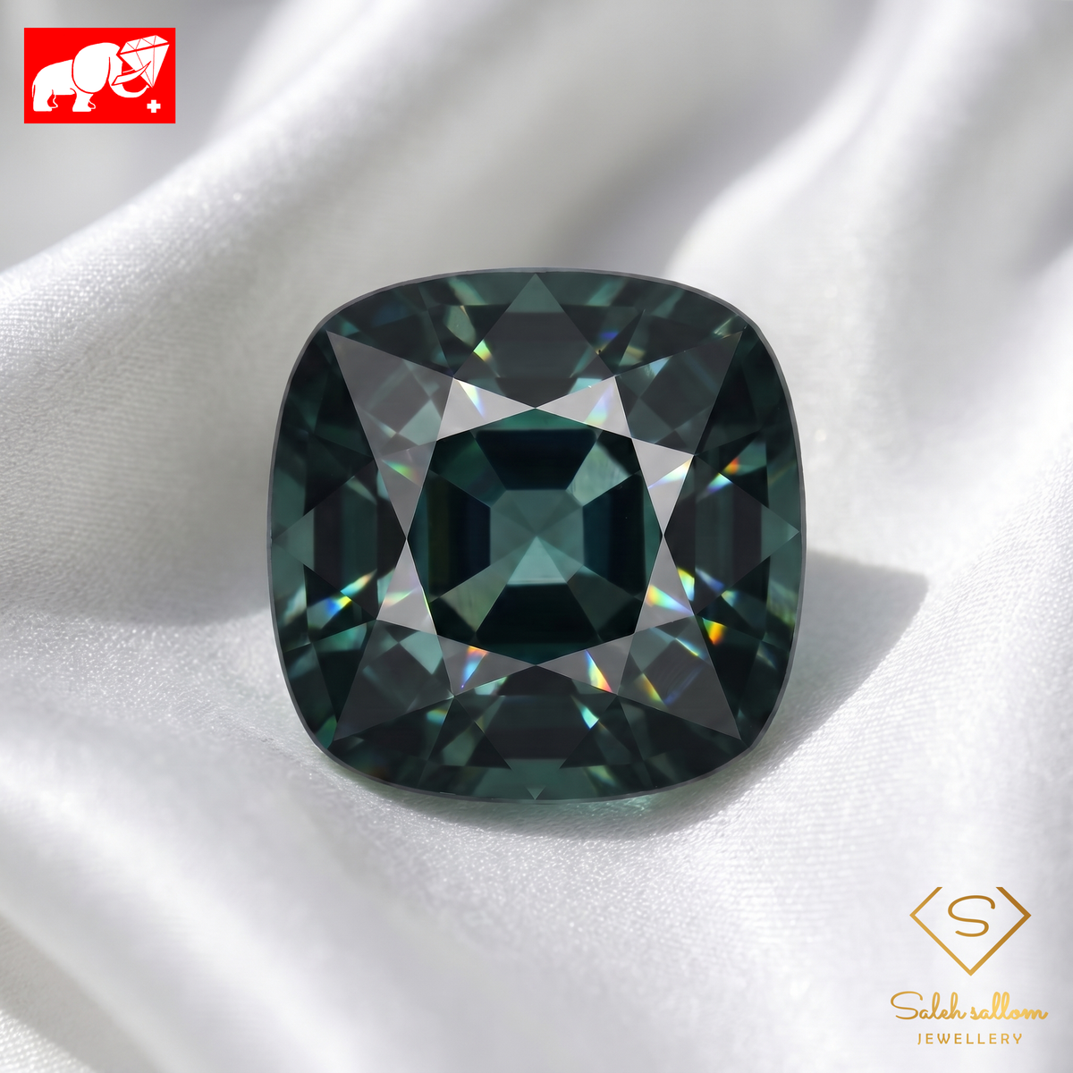 7.05 Ct Natural Green-Blue Tourmaline | Square Cushion Cut Bluish Green Tourmaline-Saleh Sallom
