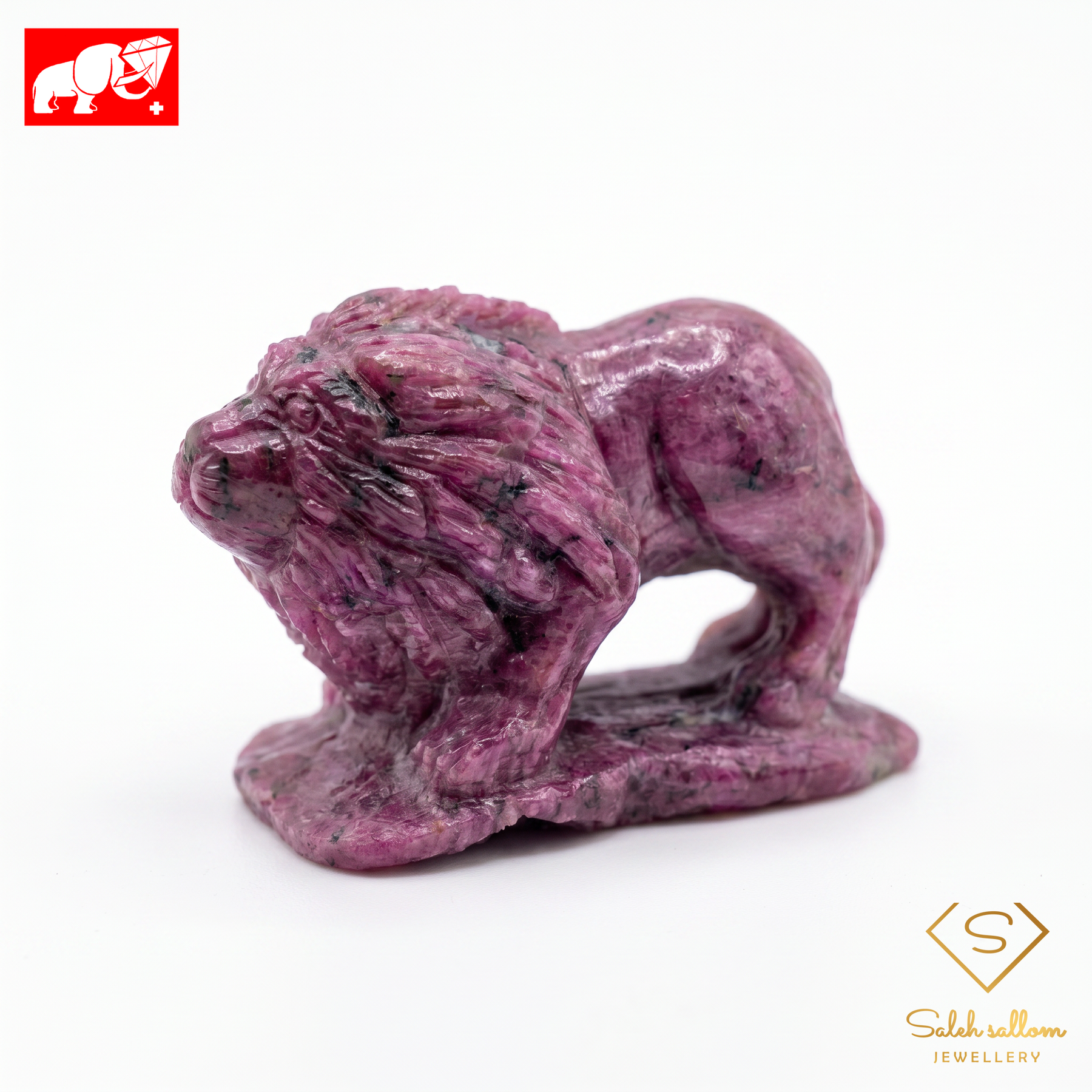 444.23 Ct Natural Ruby Lion Carving | Hand-Carved Unheated Ruby Sculpture | Tanzania Origin