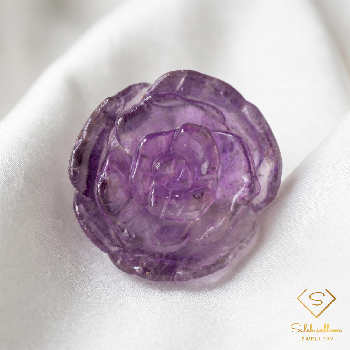 276.33 Ct Natural Amethyst Rose Carving | Hand-Carved Floral Amethyst Sculpture | Unheated Tanzania-Saleh Sallom