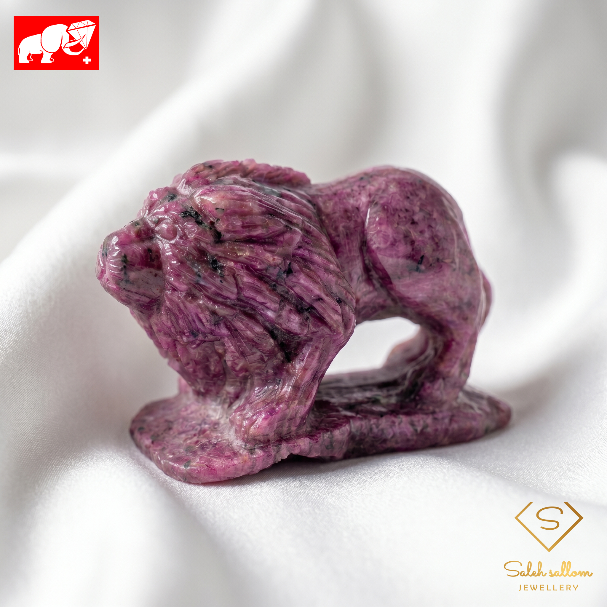 444.23 Ct Natural Ruby Lion Carving | Hand-Carved Unheated Ruby Sculpture | Tanzania Origin Secondary image