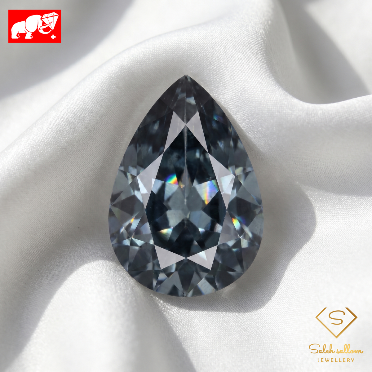 1.94 Ct Natural Grey Spinel | Pear Cut Dark Grey Unheated Spinel | Untreated Gemstone-Saleh Sallom