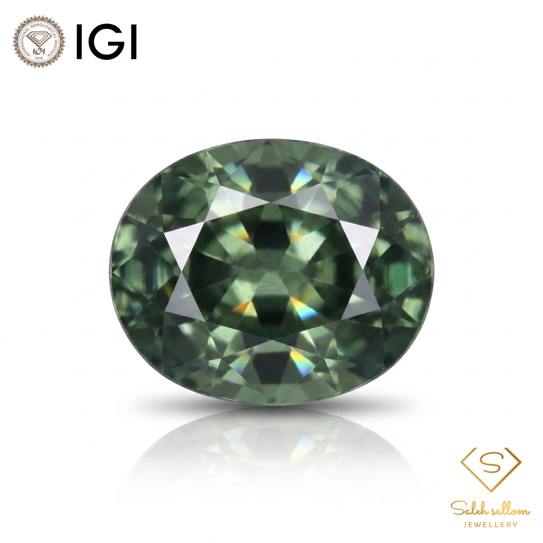 1.50 Ct Natural Bi-Color Sapphire | IGI Certified Green & Blue Sapphire | Unheated Oval Sapphire