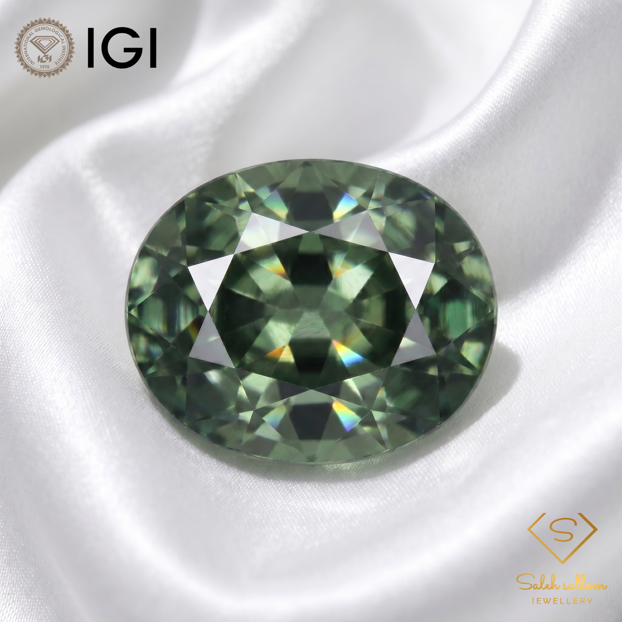 1.50 Ct Natural Bi-Color Sapphire | IGI Certified Green & Blue Sapphire | Unheated Oval Sapphire Secondary image