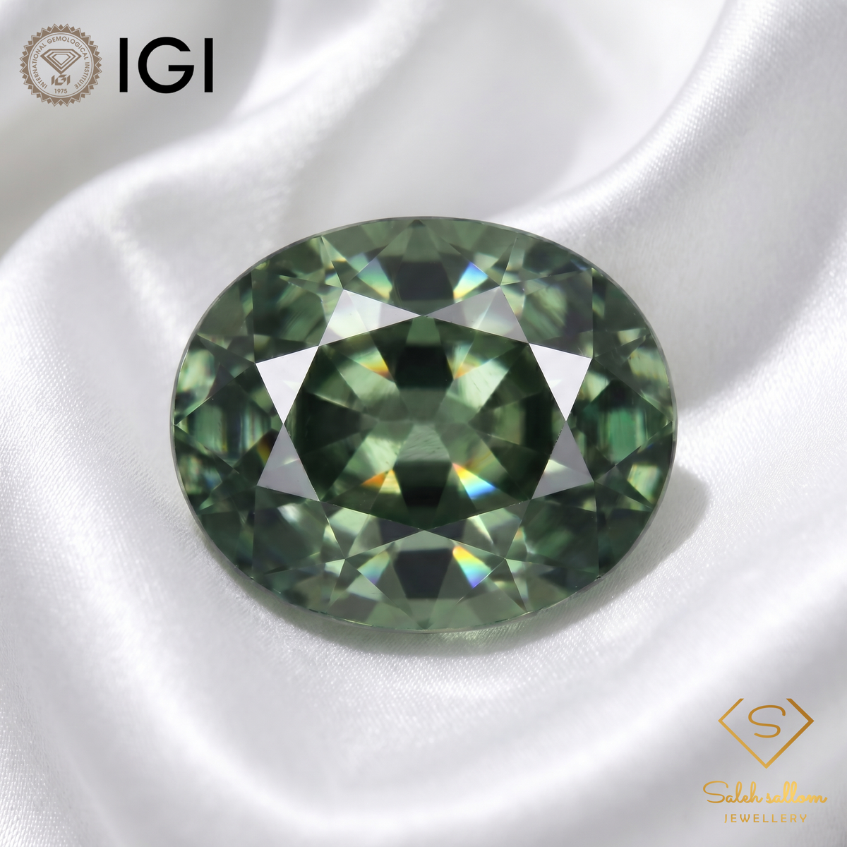 1.50 Ct Natural Bi-Color Sapphire | IGI Certified Green & Blue Sapphire | Unheated Oval Sapphire