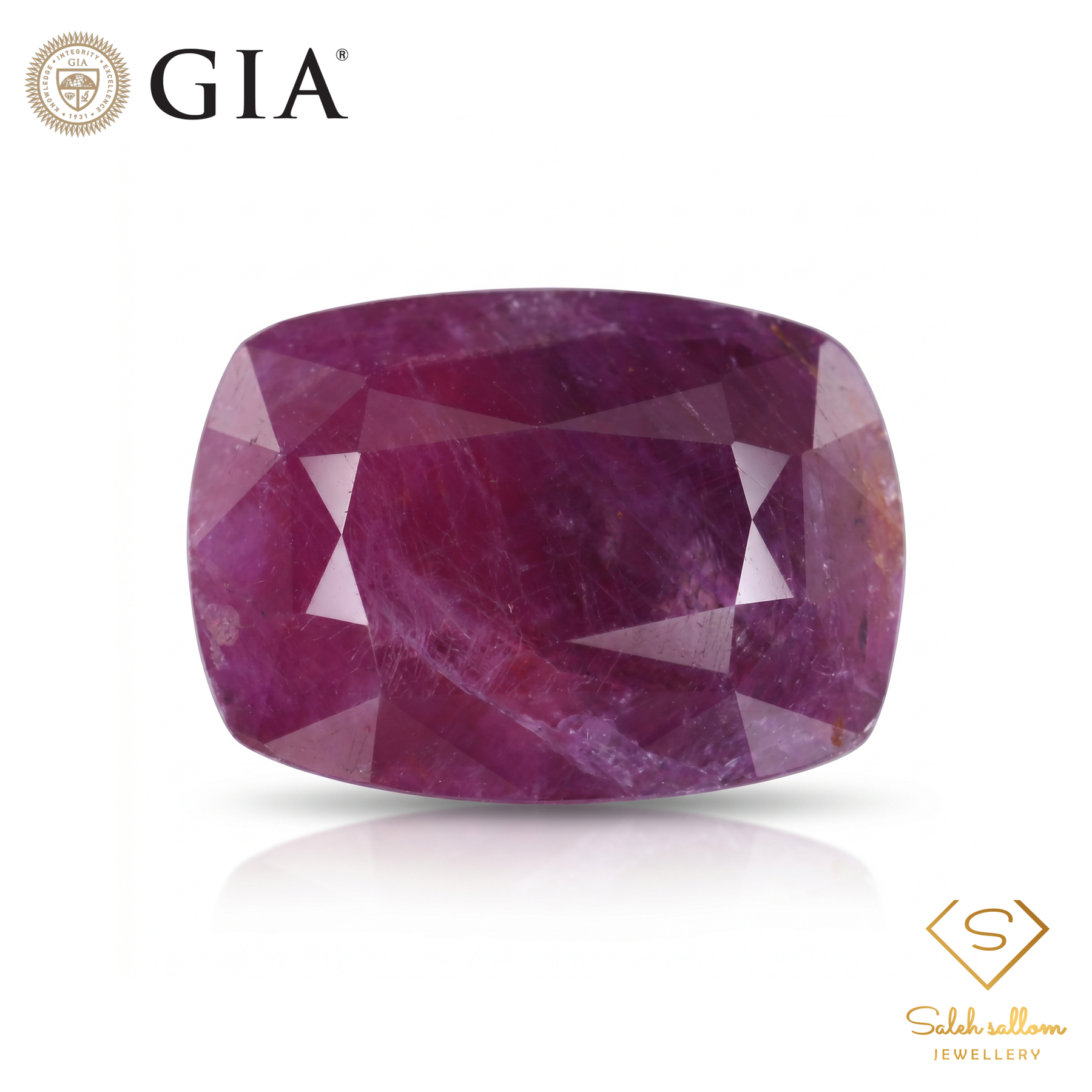 47.27 Ct Natural Unheated Ruby | GIA Certified Purple-Red Ruby | Collector Cushion Cut Gemstone