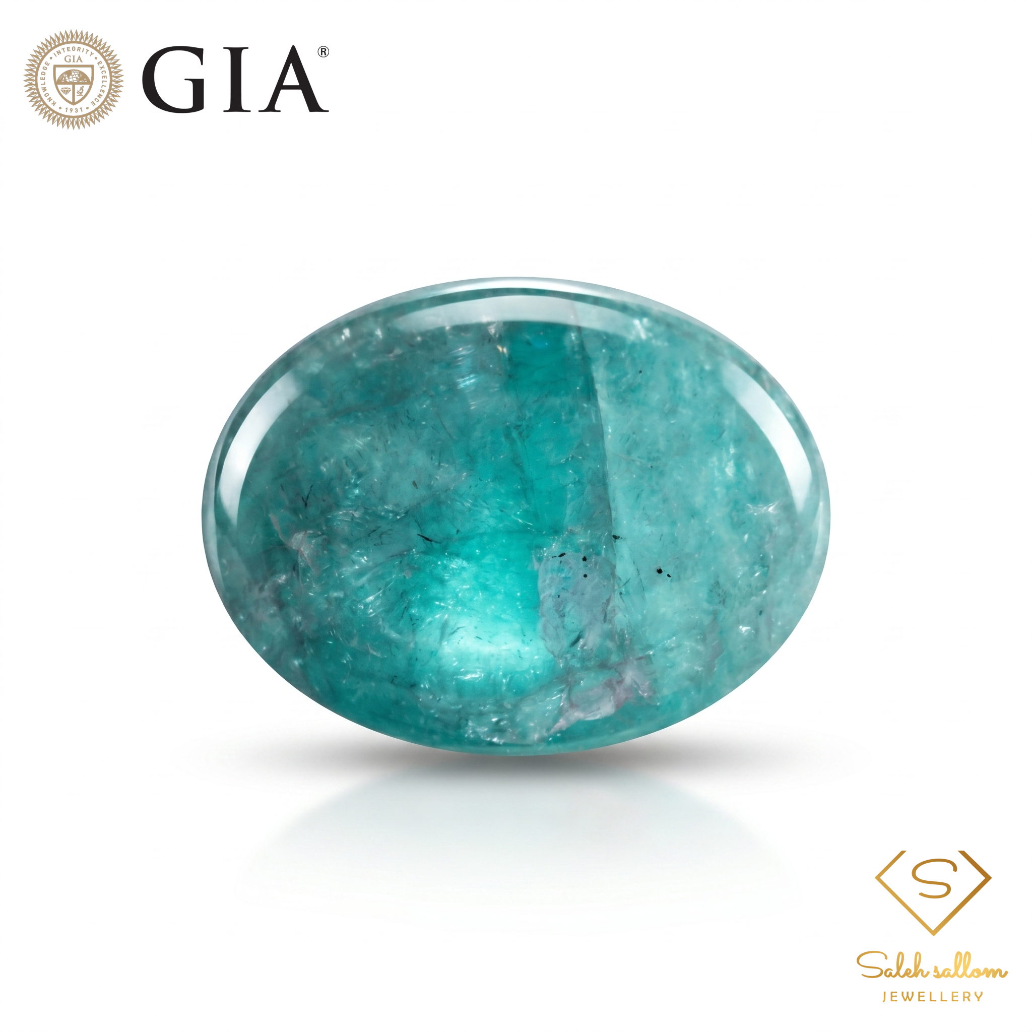 18.81 Ct Natural Cat's Eye Tourmaline (Paraíba-Type) | GIA Certified Greenish Blue Tourmaline | Collector Cabochon Gemstone Main image