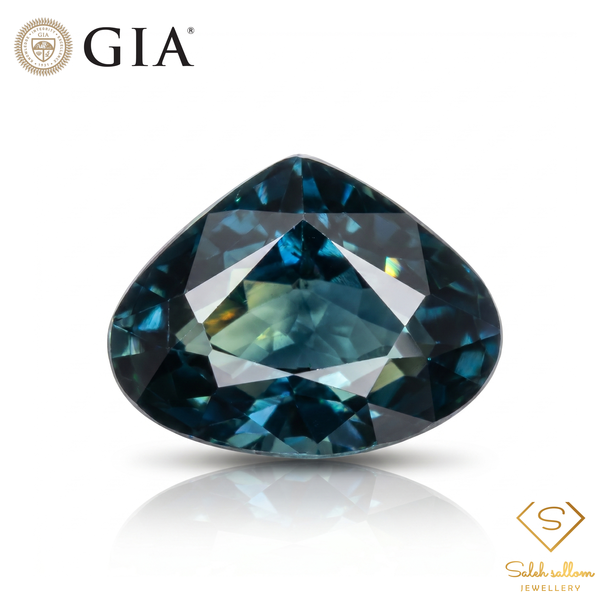 2.02 Ct Natural Unheated Sapphire | GIA Certified Zoned Blue and Light Yellow Sapphire | Modified Heart Mixed Cut Collector Gemstone Main image