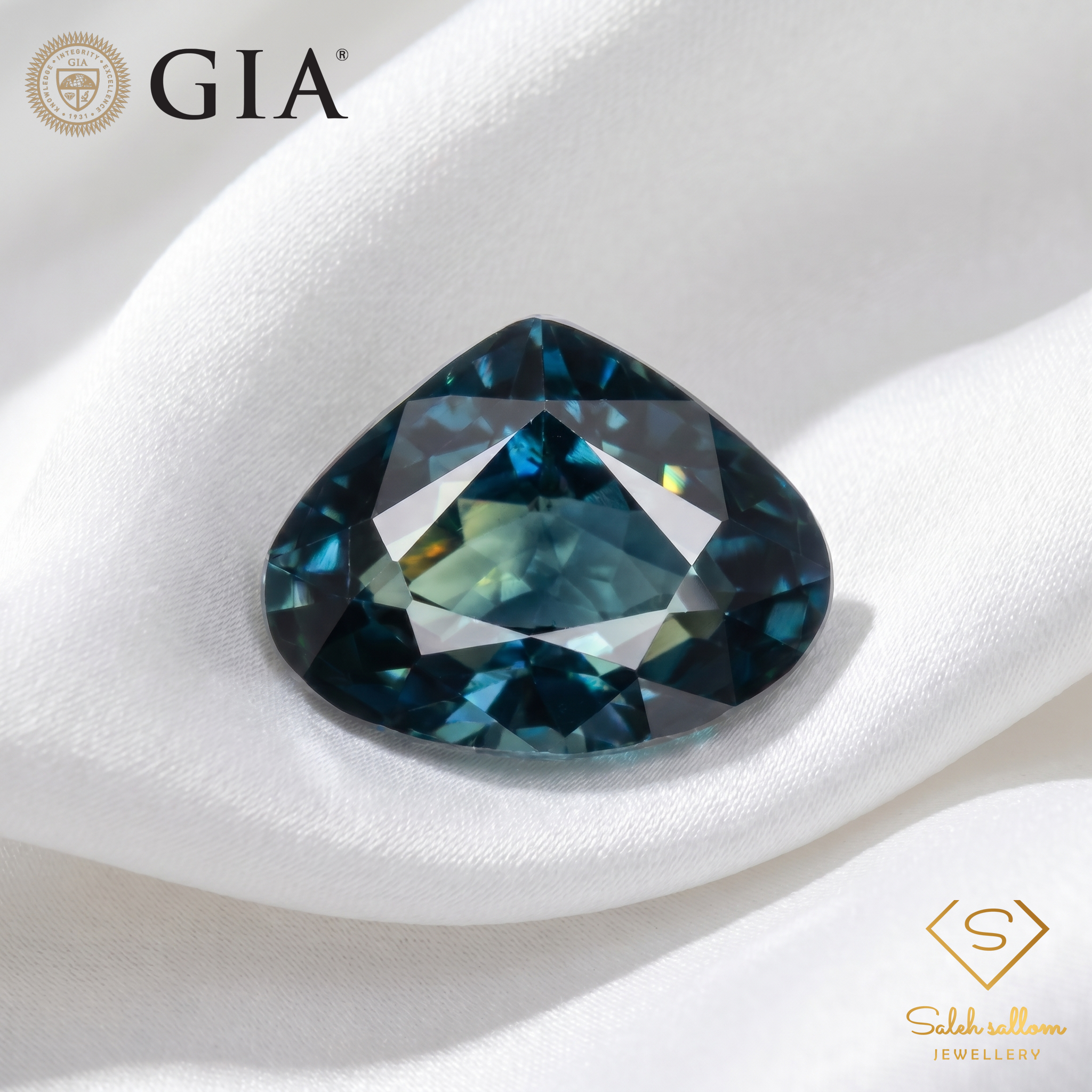 2.02 Ct Natural Unheated Sapphire | GIA Certified Zoned Blue and Light Yellow Sapphire | Modified Heart Mixed Cut Collector Gemstone Secondary image