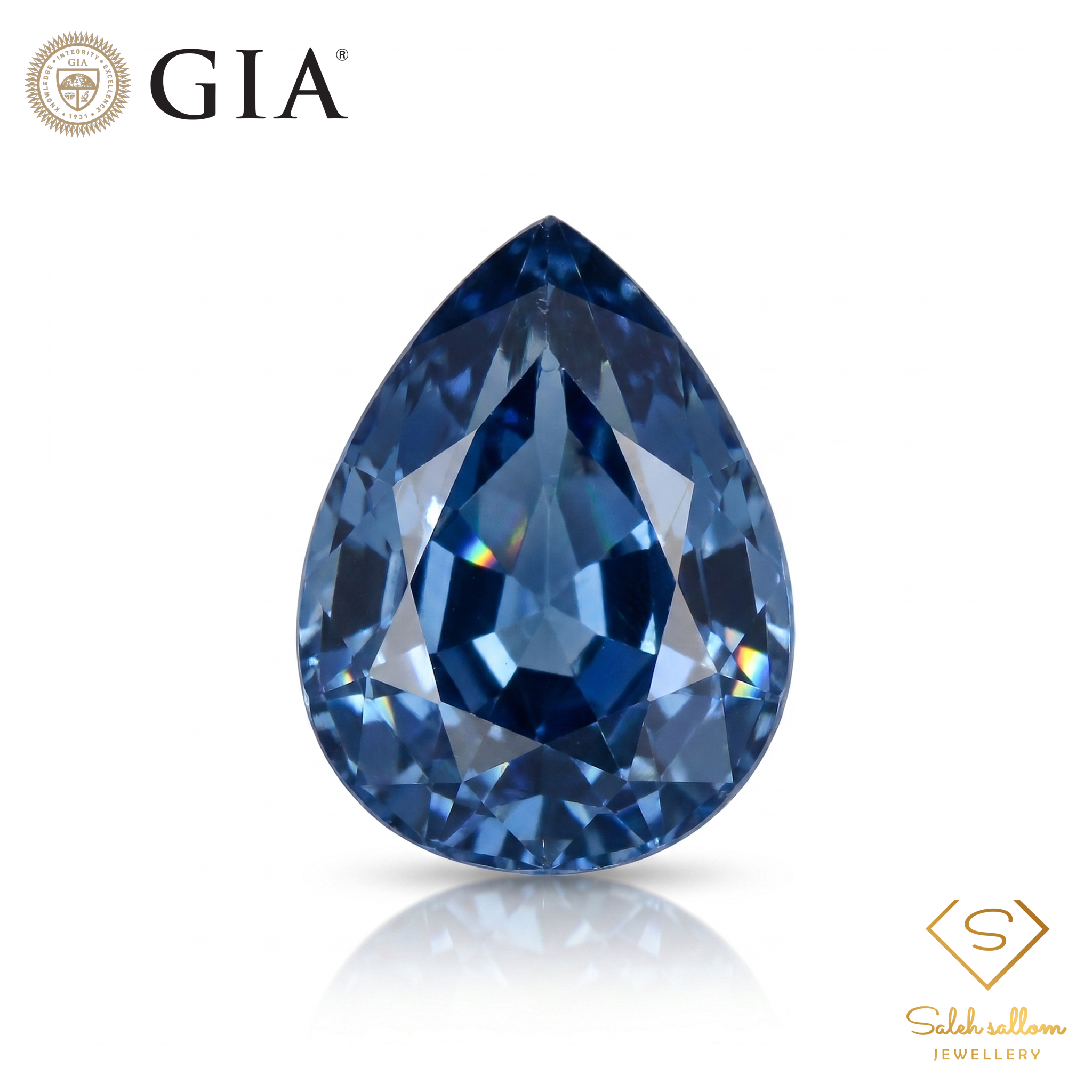 1.50 Ct Natural Unheated Cambodia Blue Sapphire | GIA Certified Pear Cut Sapphire | Collector Fine Gemstone Main image
