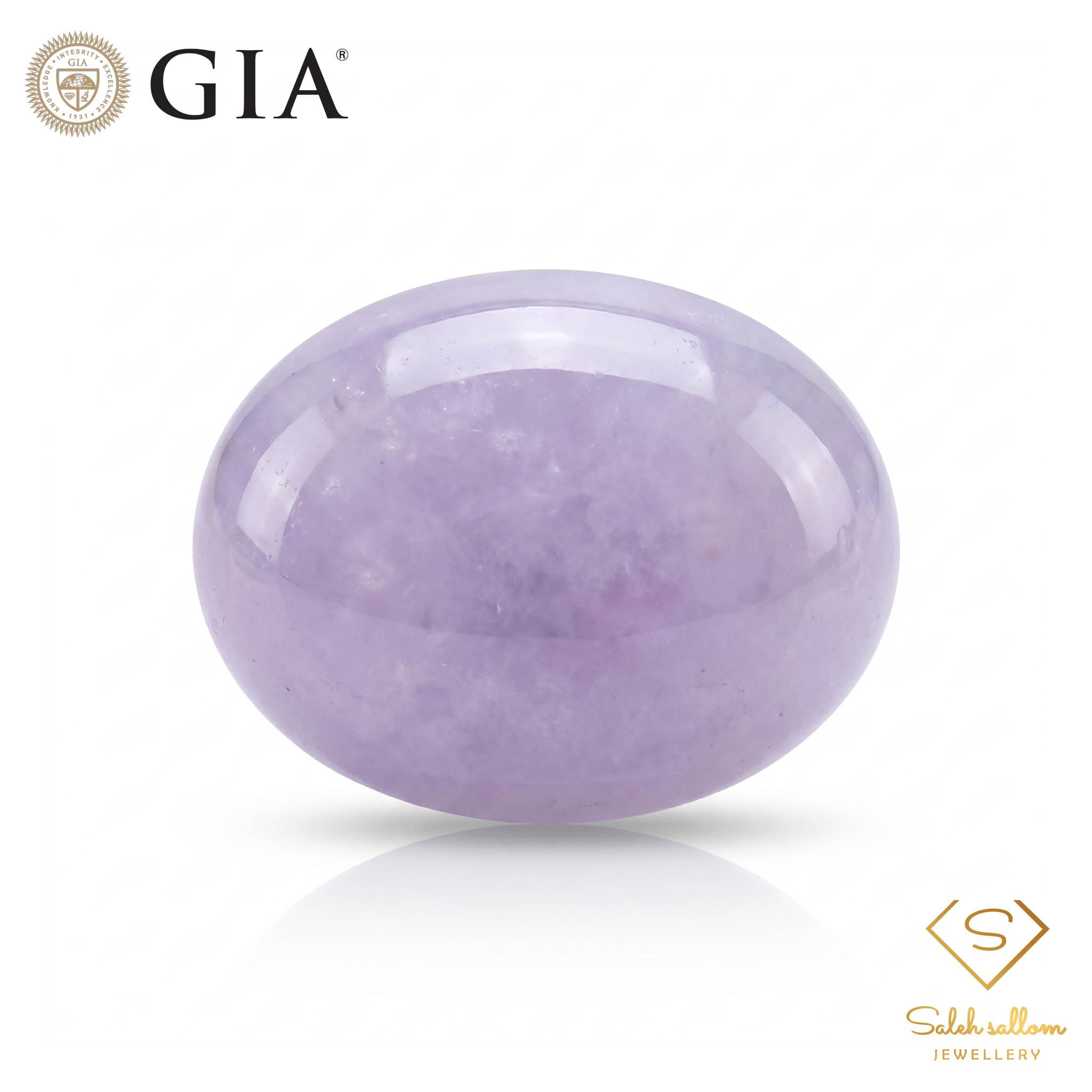 9.98 Ct Natural Fei Cui Jadeite Jade | GIA Certified Mottled Grayish Purple Jadeite | Fine Collector Cabochon Gemstone Main image