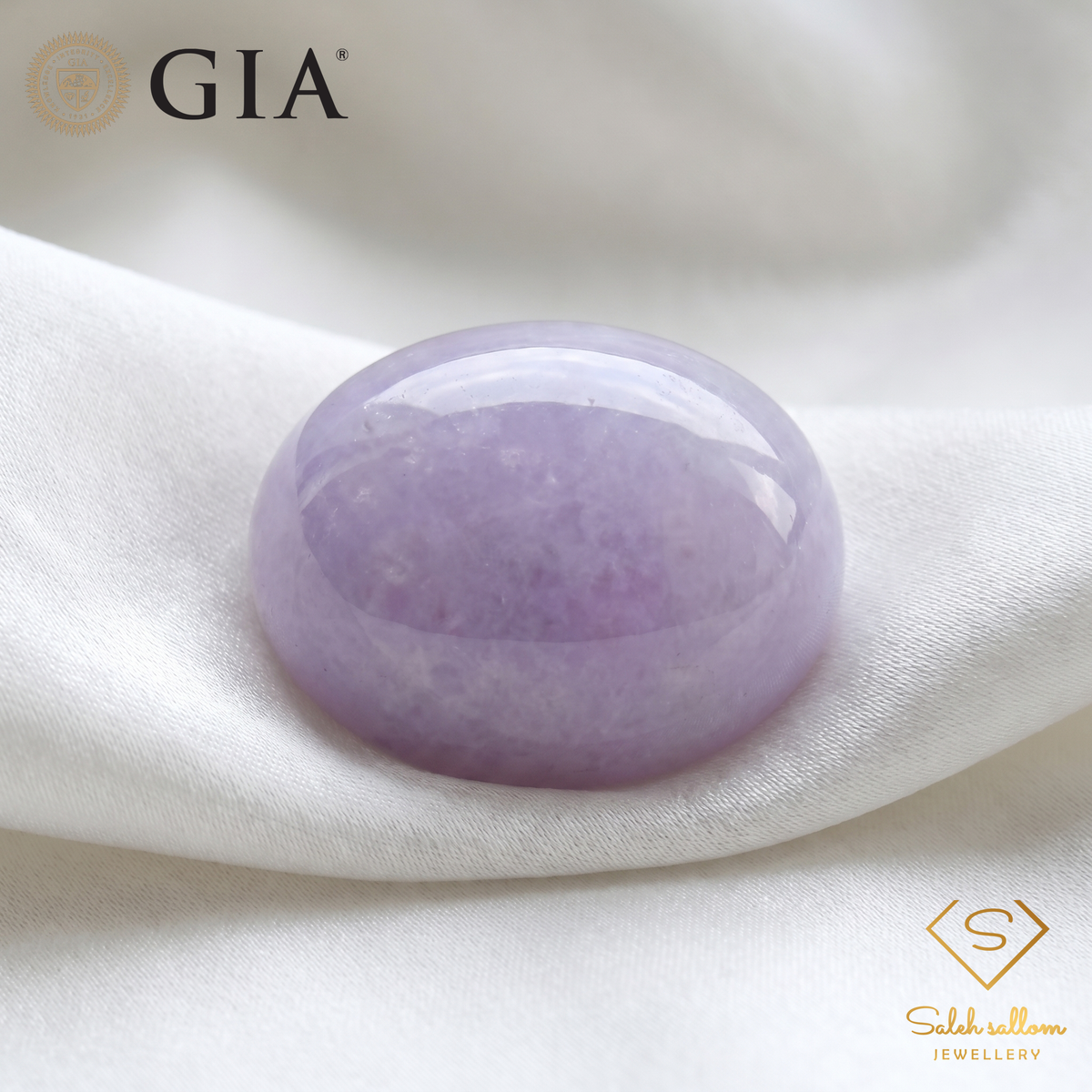 9.98 Ct Natural Fei Cui Jadeite Jade | GIA Certified Mottled Grayish Purple Jadeite | Fine Collector Cabochon Gemstone