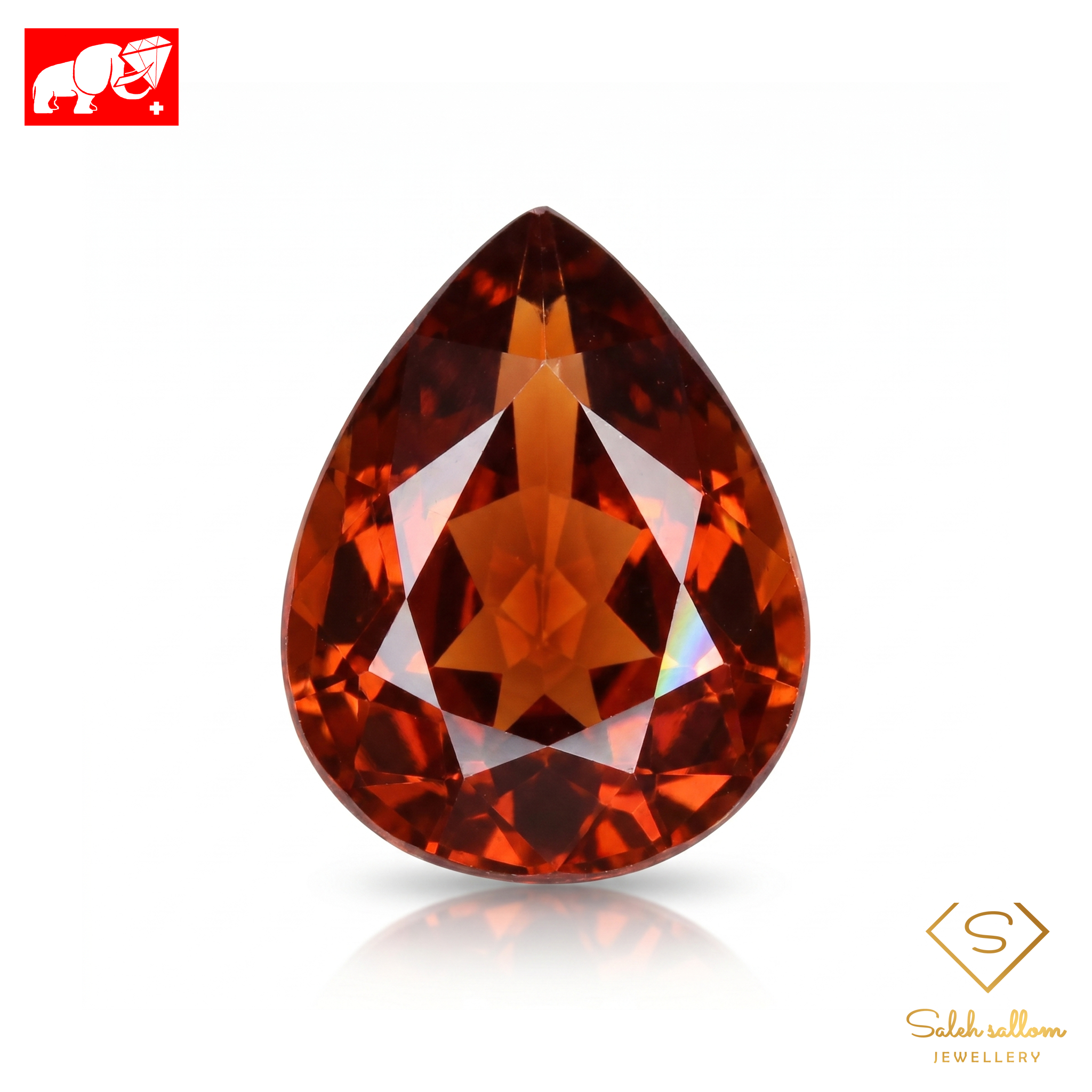 3.40 Ct Natural Orange Zircon | GFCO Gem Lab Certified Vivid Orange Zircon | Pear Cut Collector Gemstone Main image