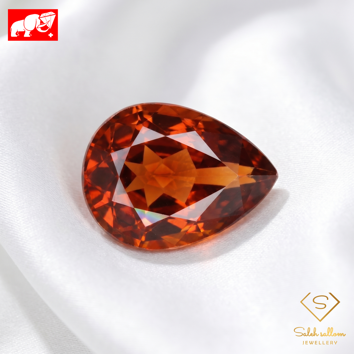 3.40 Ct Natural Orange Zircon | GFCO Gem Lab Certified Vivid Orange Zircon | Pear Cut Collector Gemstone