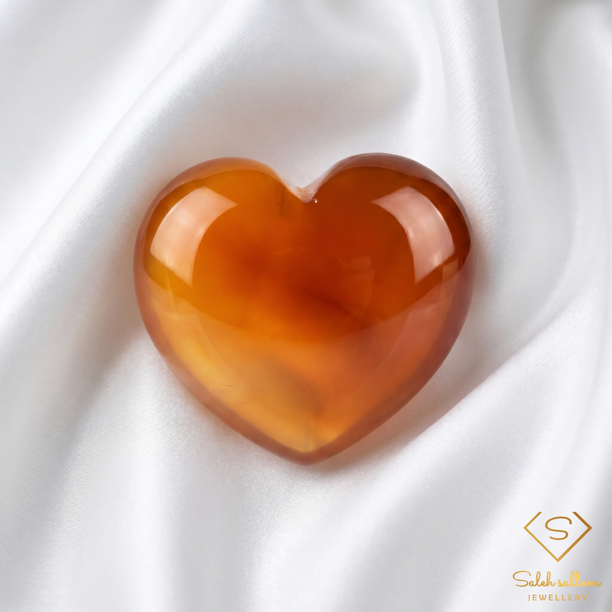 12.39 Ct Natural Chalcedony Heart Cabochon | Translucent Orange Chalcedony | Carved Collector Gemstone