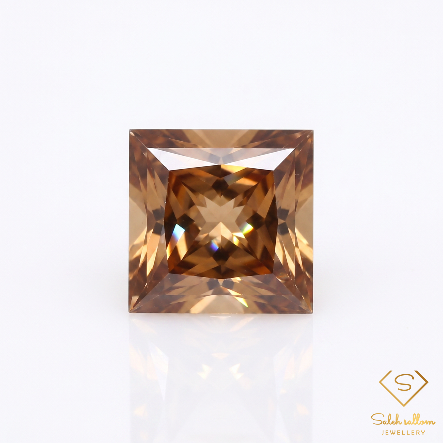 3.77 Ct Natural Champagne Topaz | Princess Cut Square Topaz | Brazilian Champagne Gemstone