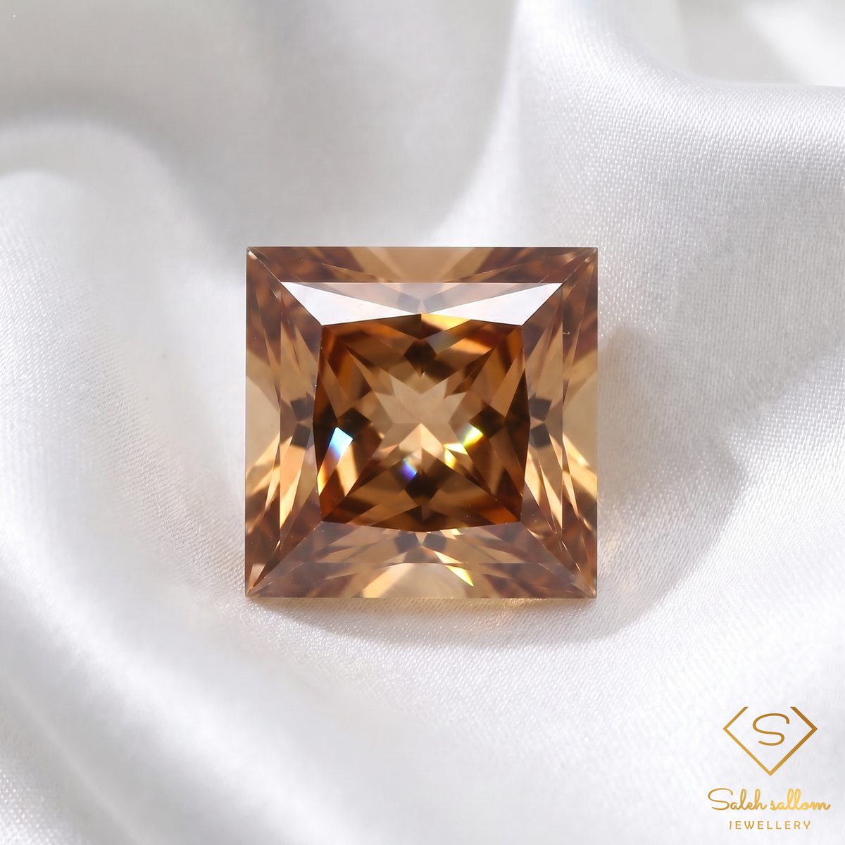3.77 Ct Natural Champagne Topaz | Princess Cut Square Topaz | Brazilian Champagne Gemstone