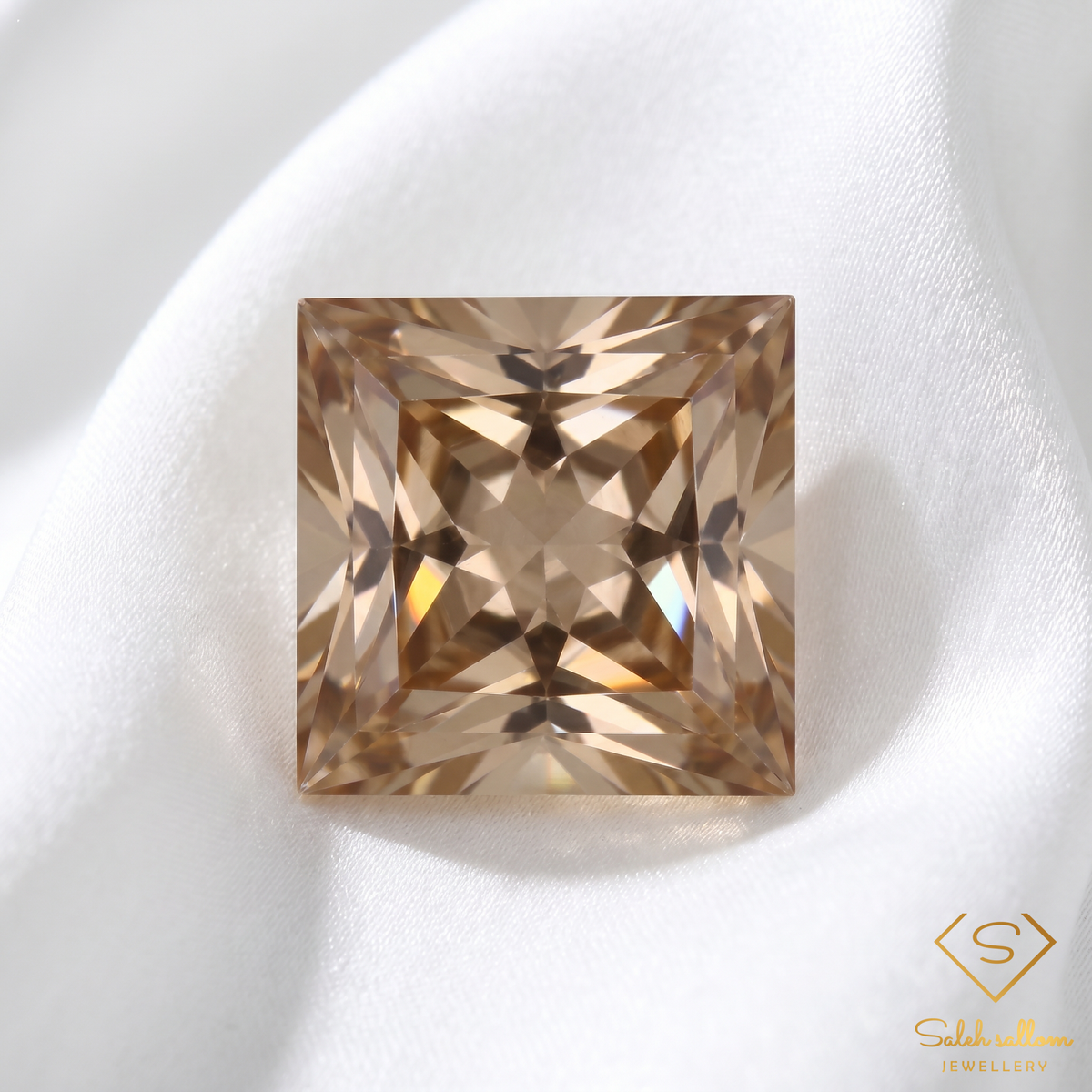 3.70 Ct Natural Champagne Topaz | Square Princess Cut Topaz | Brazilian Fine Gemstone