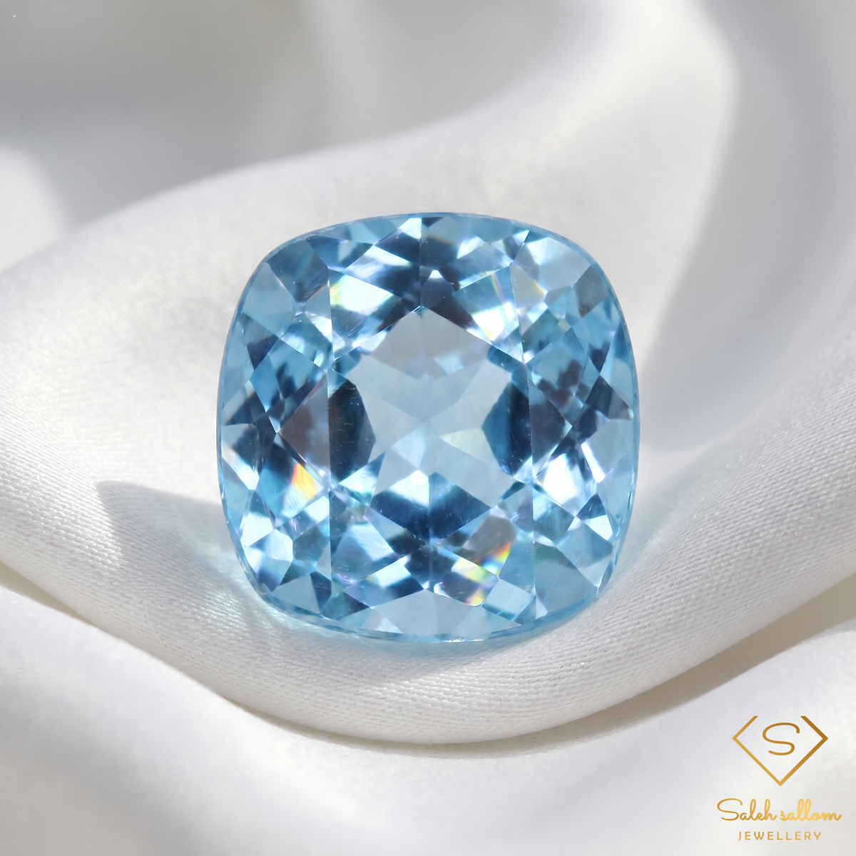 2.99 Ct Natural Swiss Blue Topaz | Cushion Cut Gemstone | Fine Brazilian Blue Topaz