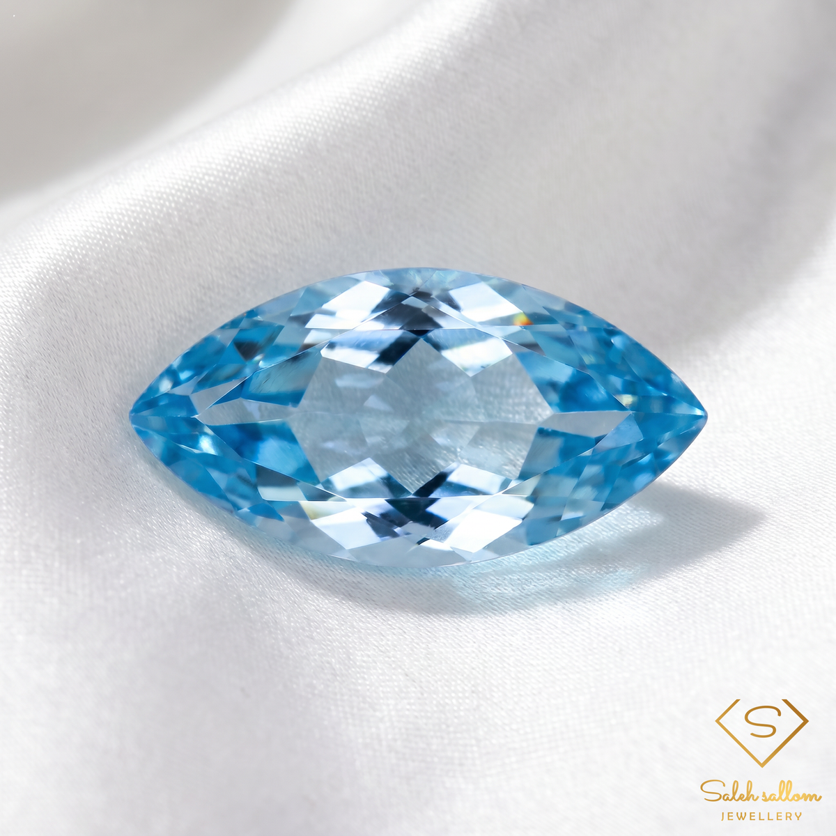 8.13 Ct Natural Swiss Blue Topaz | Marquise Cut Gemstone | Vibrant Brazilian Blue Topaz