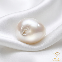 6.42 Ct Natural White Pearl | Freeform Cabochon Pearl | Myanmar Origin Pearl