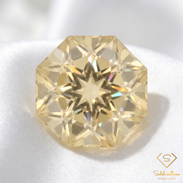 Natural Lemon Quartz | 14.11 Carat Precision Octagon Cut | Brazilian Lemon Quartz Gemstone