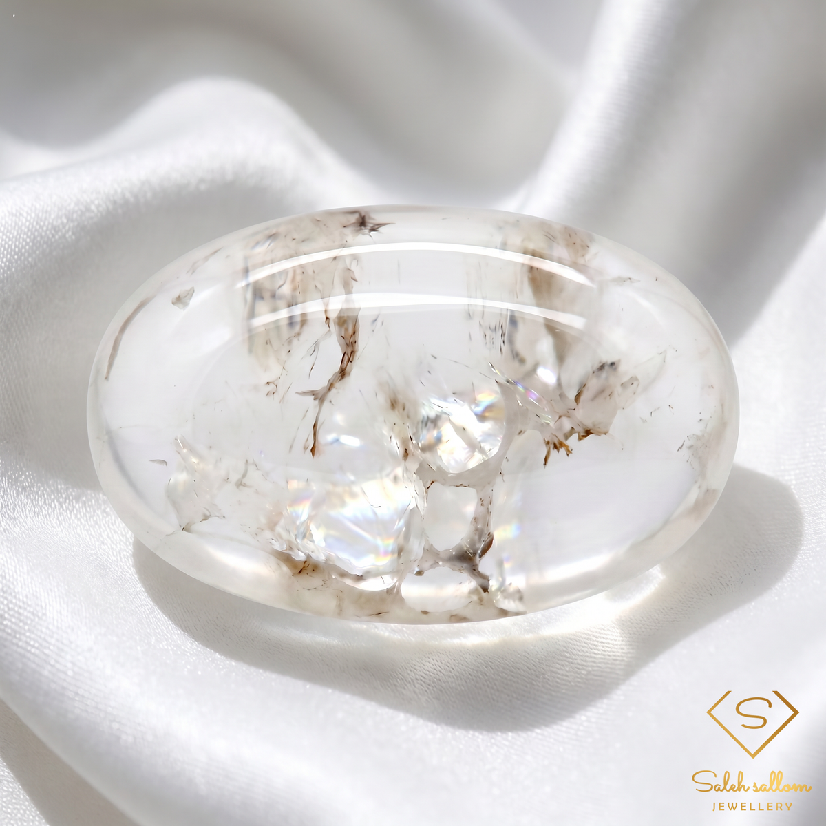 Natural White Hyalite Opal (UV Reactive) | 5.77 Carat Oval Cabochon | Rare Mexican Opal
