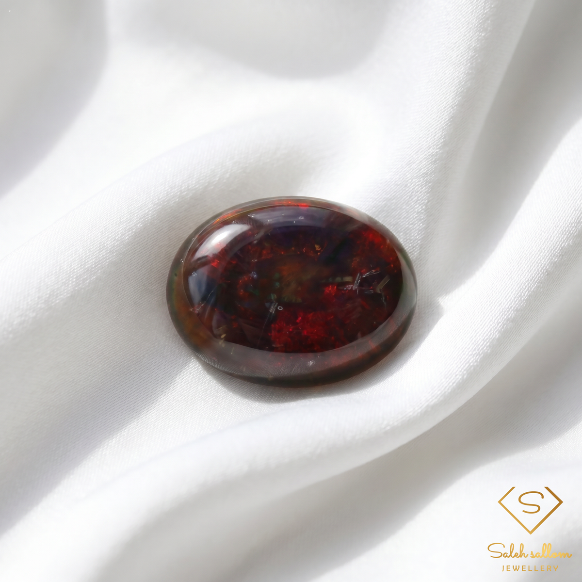 Natural Black Opal | 0.97 Carat Floral Flash Play-of-Color Crystal Opal | Oval Cabochon Gemstone